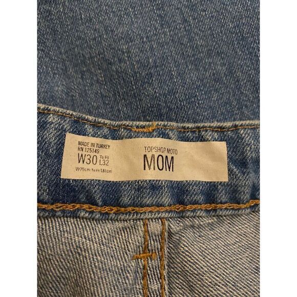 Topshop Moto Mom womens mid wash high rise straight leg rolled hem jeans W30 L32 - Picture 5 of 10